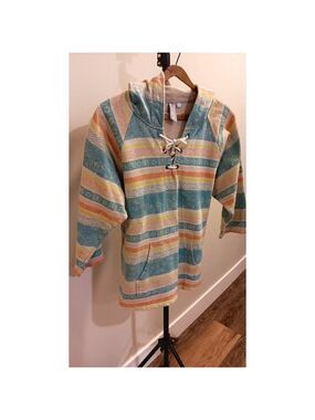 ORB Large Women's Hoodie Striped Pullover Hooded Sweater Excellent Condition
